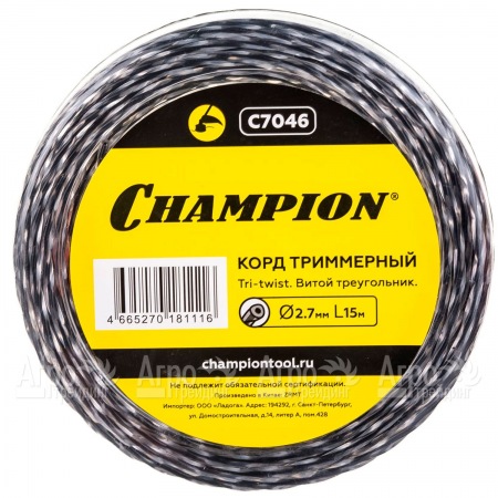 Корд триммерный Champion Tri-twist 2.7мм, 15м (витой треугольник)  в Комсомольске-на-Амуре