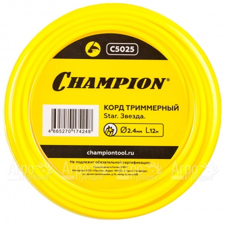 Корд триммерный Champion Star 2.4мм, 12м (звезда) в Комсомольске-на-Амуре