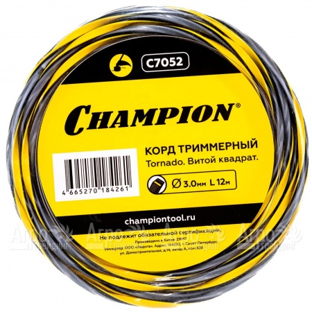 Корд триммерный Champion Tornado 3.0мм, 12м (витой квадрат)  в Комсомольске-на-Амуре