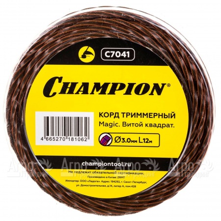 Корд триммерный Champion Magic 3мм, 12м (витой квадрат)  в Комсомольске-на-Амуре