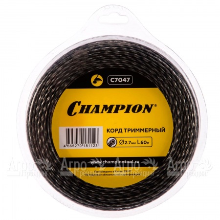 Корд триммерный Champion Tri-twist 2.7мм, 60м (витой треугольник)+нож  в Комсомольске-на-Амуре