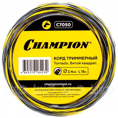 Корд триммерный Champion Tornado 2.4мм, 15м (витой квадрат)  в Комсомольске-на-Амуре